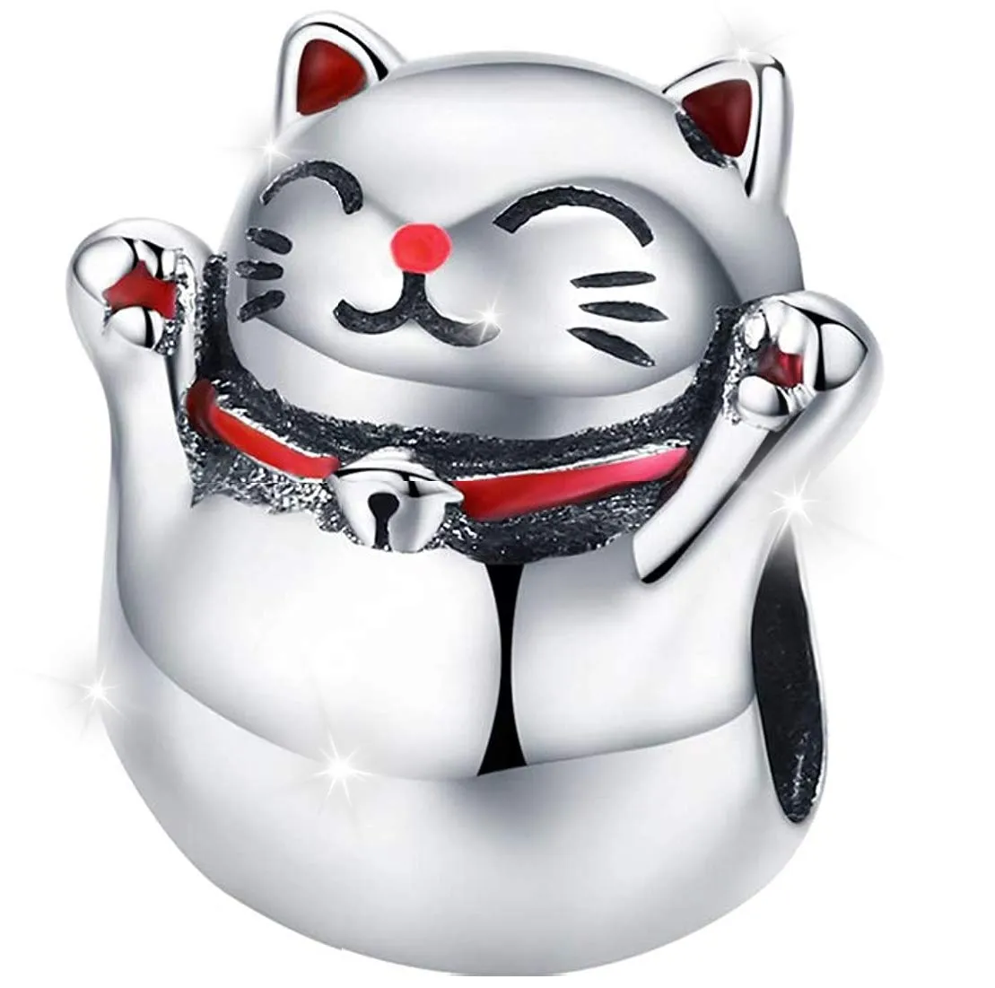 MariaFonte Charm Gatto Giapponese Maneki Neko in Argento 925 - immagine 1