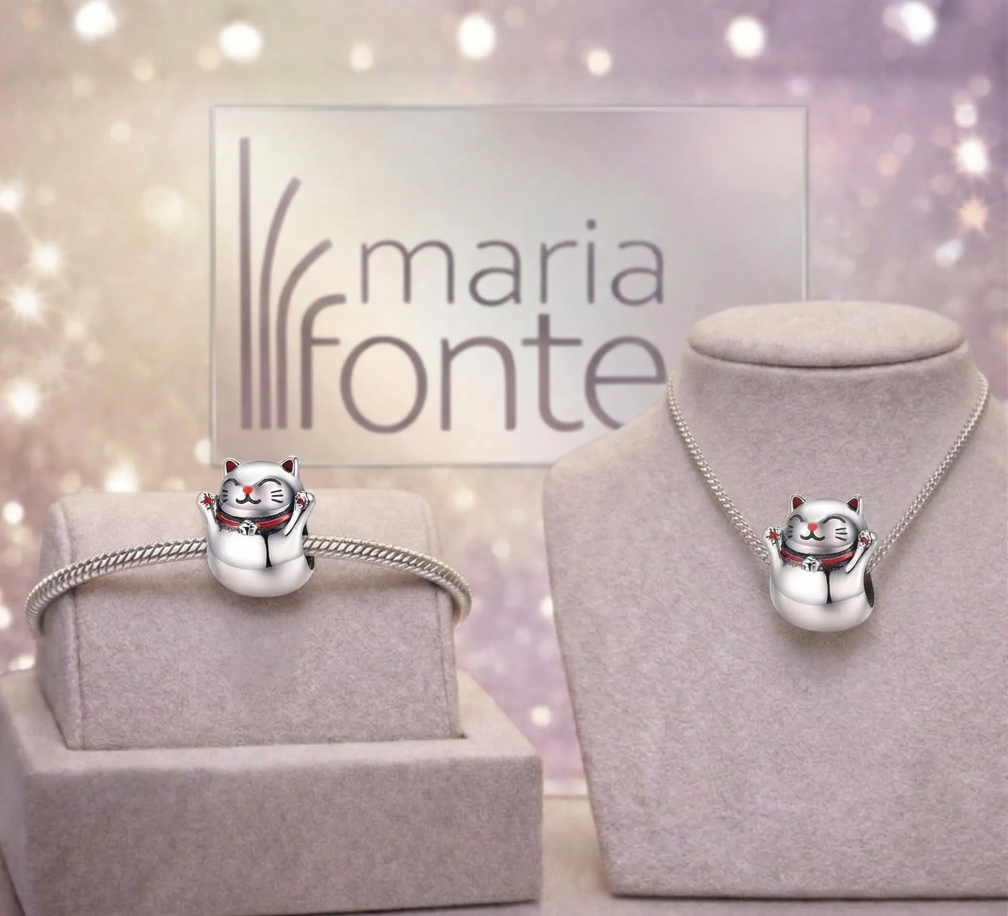 MariaFonte Charm Gatto Giapponese Maneki Neko in Argento 925 - immagine 4