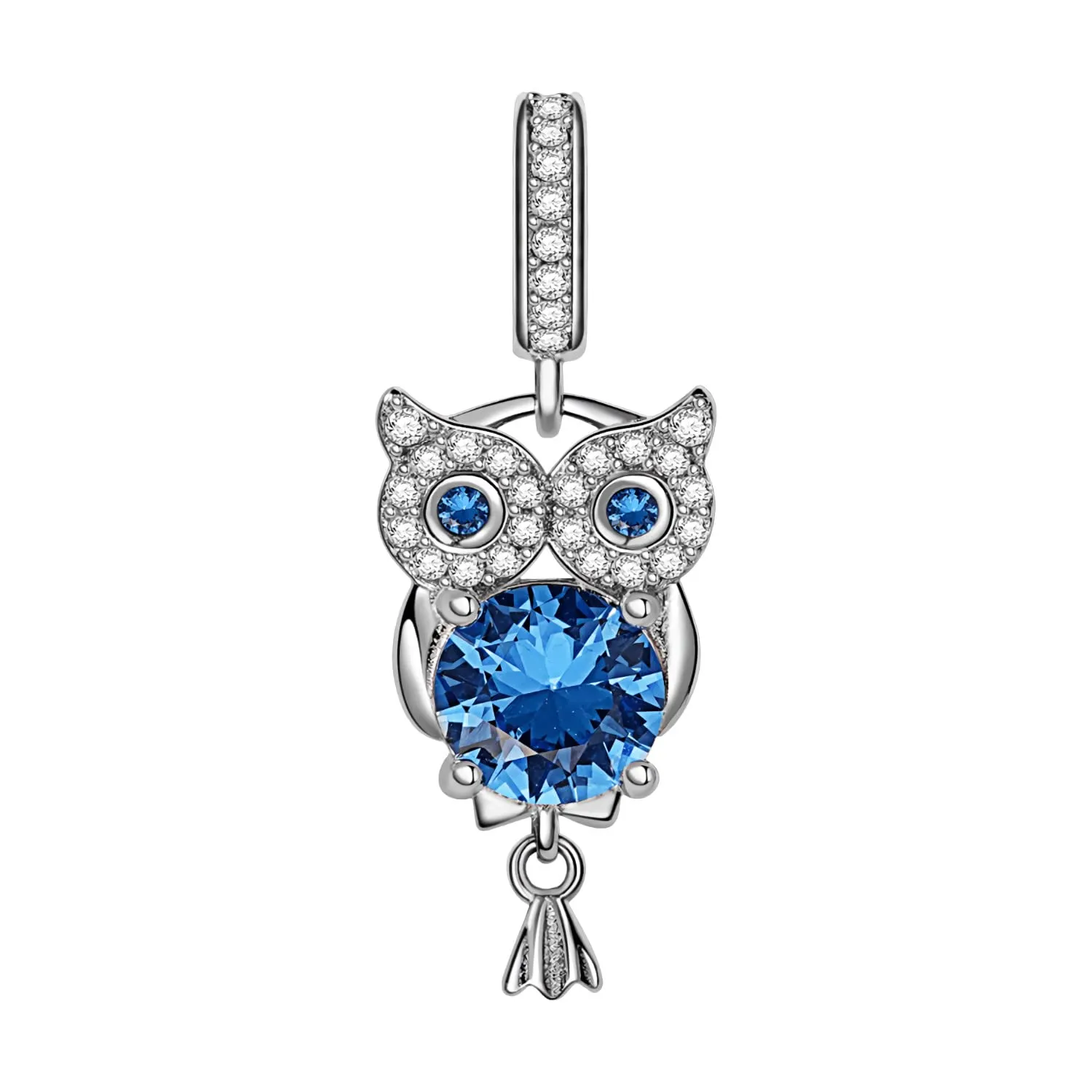 MariaFonte Charm Gufo in Argento 925 e Zirconia Blu - immagine 1