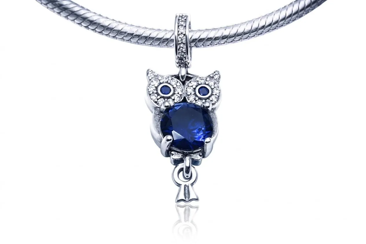 MariaFonte Charm Gufo in Argento 925 e Zirconia Blu - immagine 2