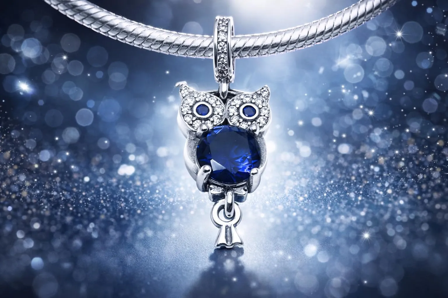 MariaFonte Charm Gufo in Argento 925 e Zirconia Blu - immagine 3