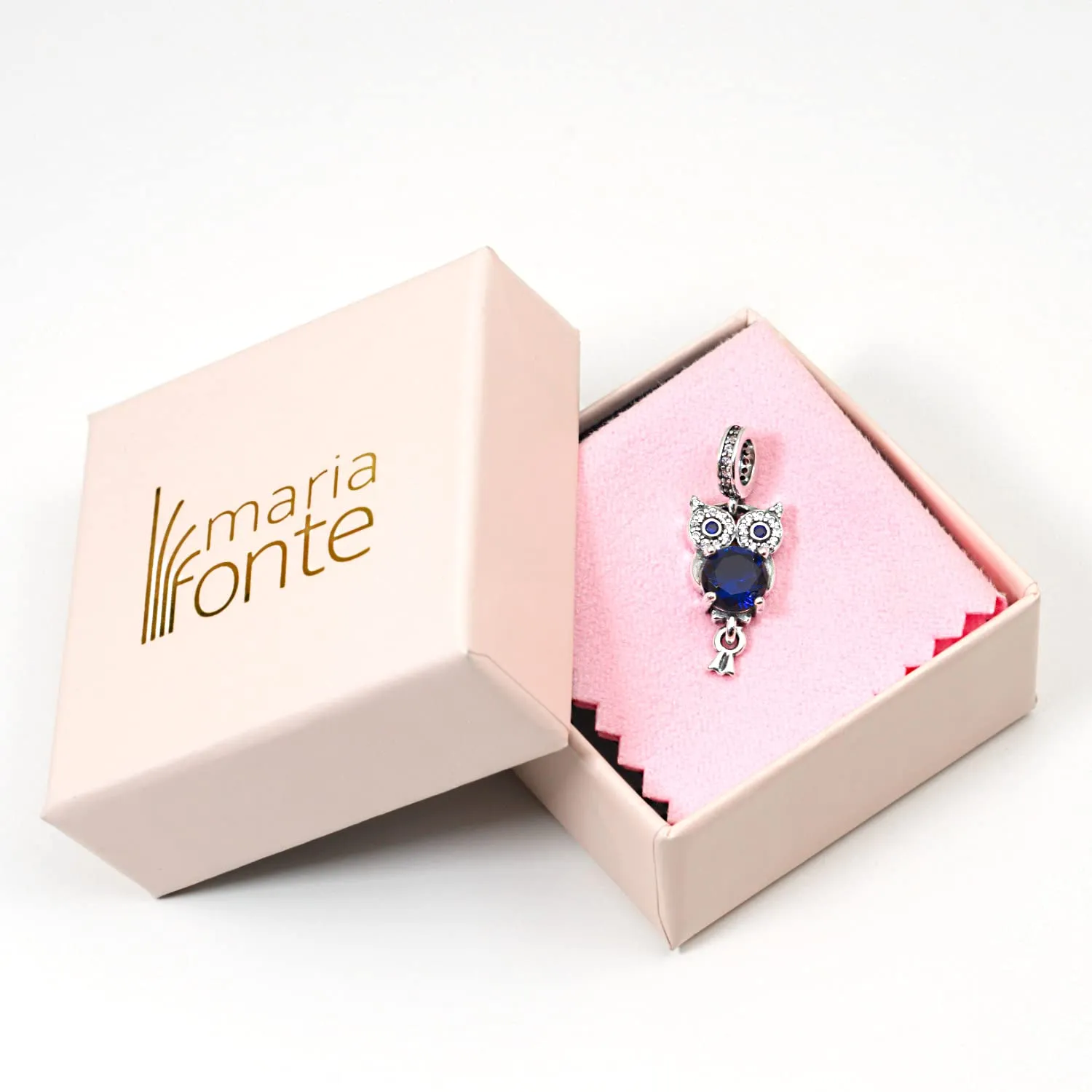MariaFonte Charm Gufo in Argento 925 e Zirconia Blu - immagine 6