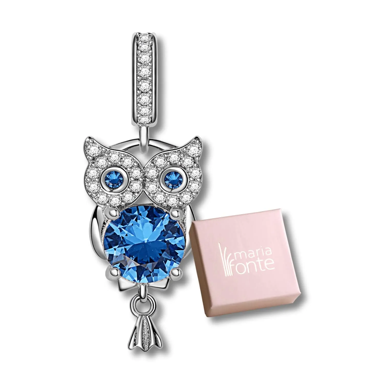 MariaFonte Charm Gufo in Argento 925 e Zirconia Blu - immagine 8