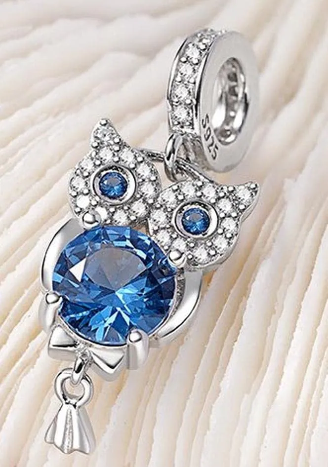 MariaFonte Charm Gufo in Argento 925 e Zirconia Blu - immagine 9