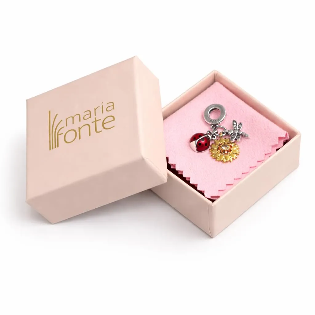 MariaFonte Charm in Argento 925 con Zirconia - Coccinella, Sole, Libellula - immagine 6