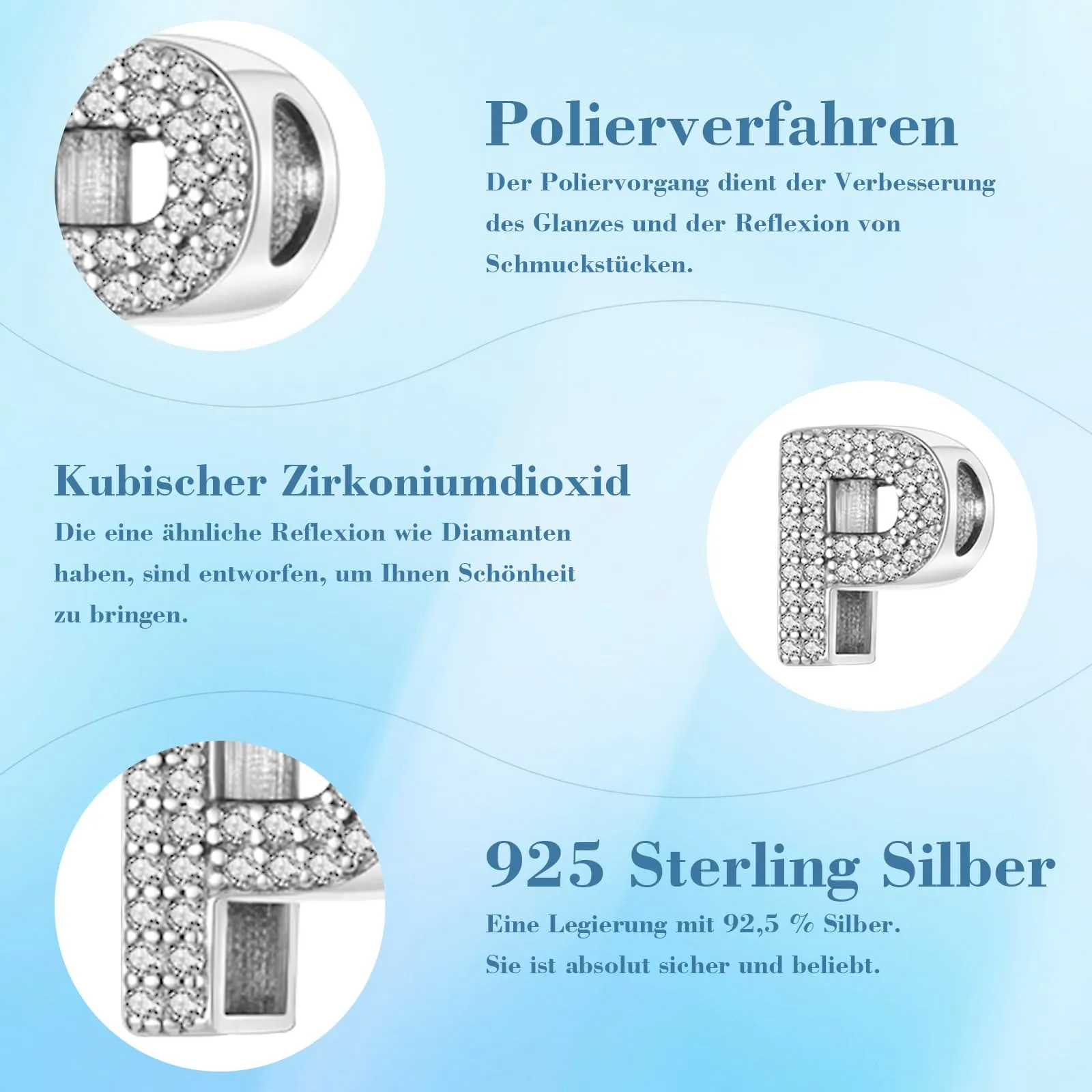 Jokmeo Charm Lettera P in Argento Sterling 925 per Donna - immagine 6