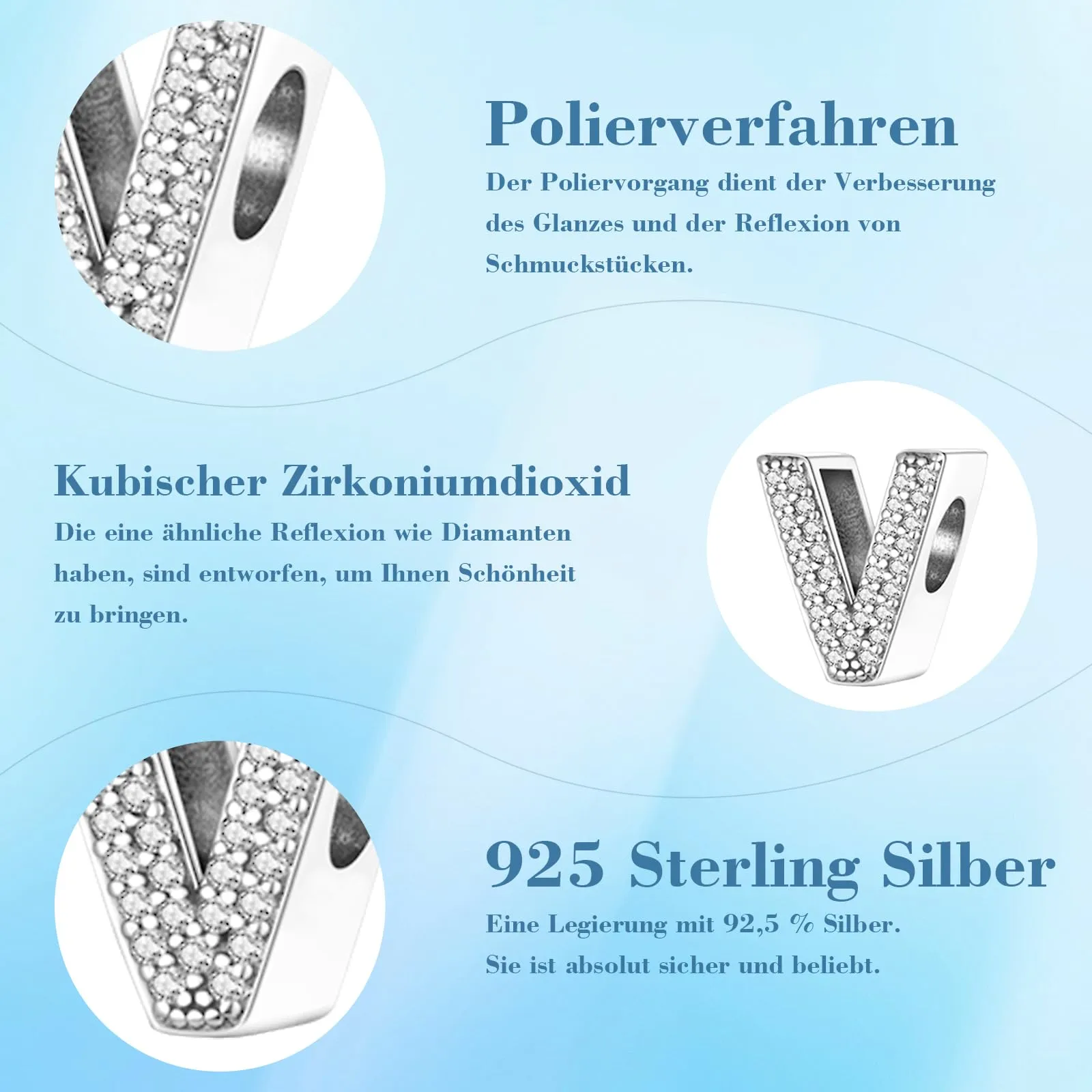 Jokmeo Charm Lettera V in Argento Sterling 925 per Donna - immagine 6