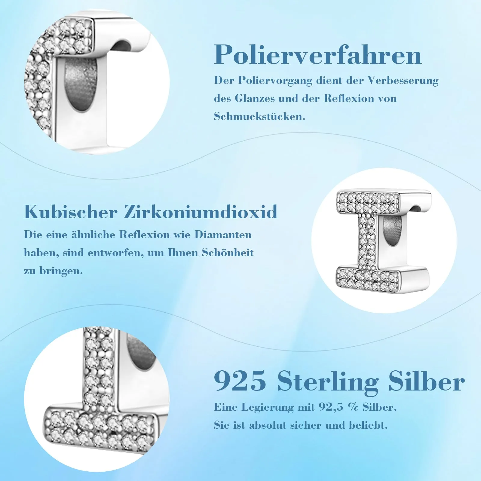 Jokmeo Charm a lettera I in argento sterling 925 per donna - immagine 6