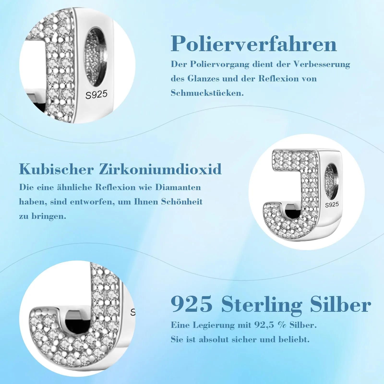 Jokmeo Charm Lettera J in Argento Sterling 925 per Donna - immagine 6