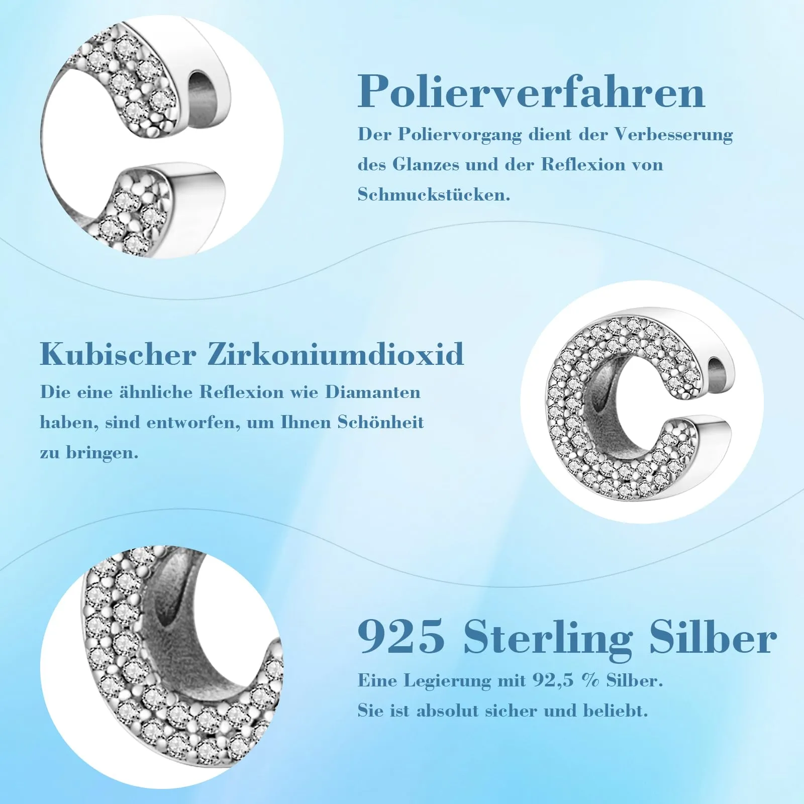 Jokmeo Charm Lettera C in Argento Sterling 925 per Donna - immagine 6
