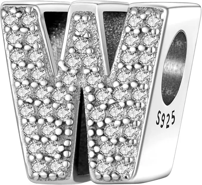 Jokmeo Charm a lettera W in argento sterling 925 per donna - immagine 1