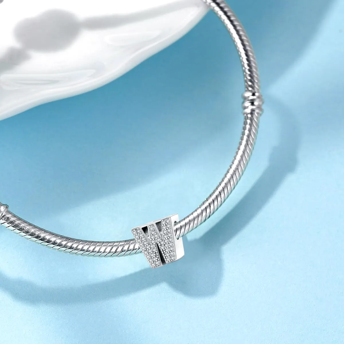 Jokmeo Charm a lettera W in argento sterling 925 per donna - immagine 4