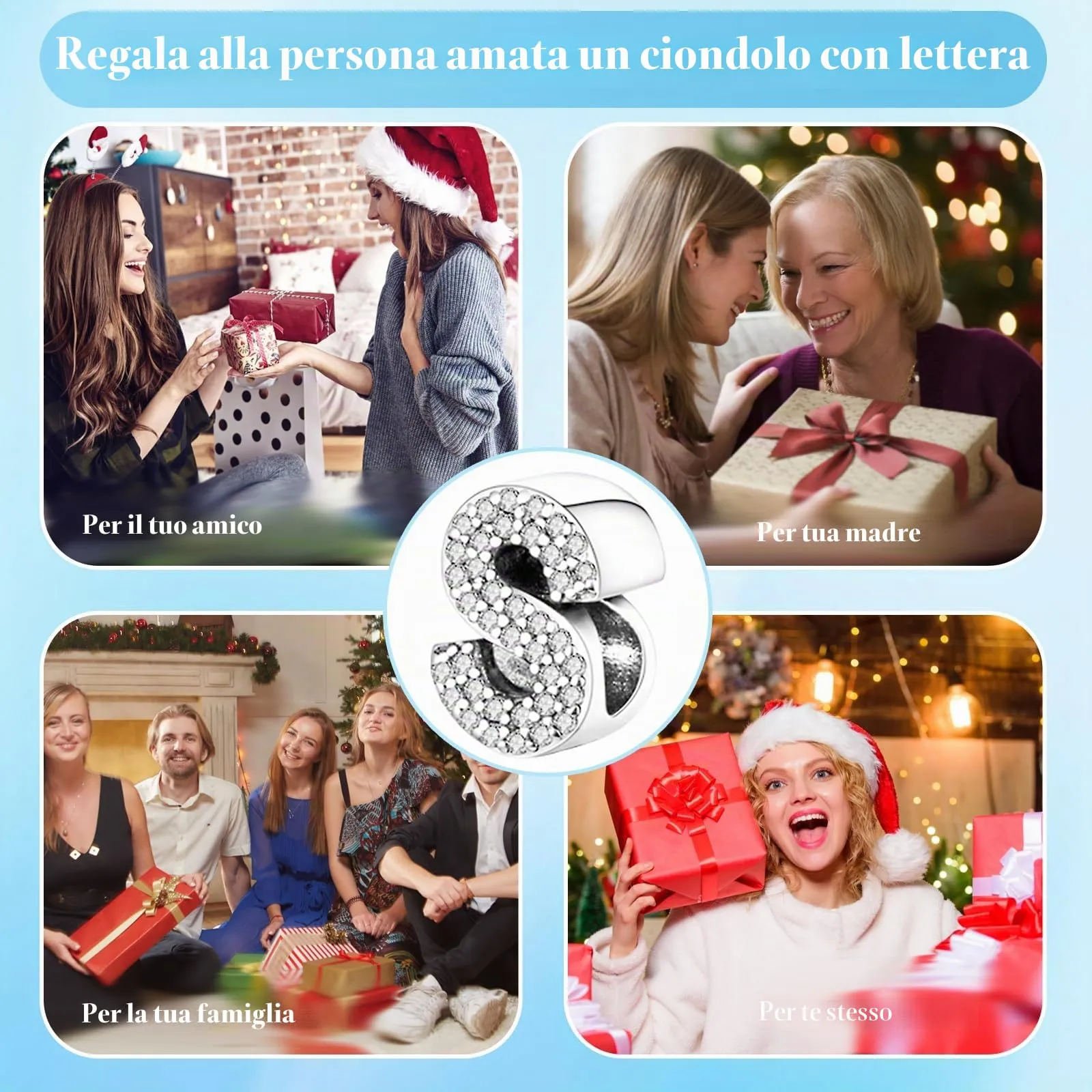 Jokmeo Charm a lettera S in argento sterling 925 per donna - immagine 7