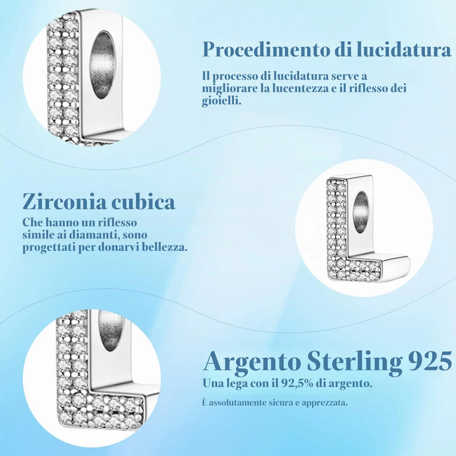 Jokmeo Charm Lettera L in Argento Sterling 925 per Donna - immagine 6