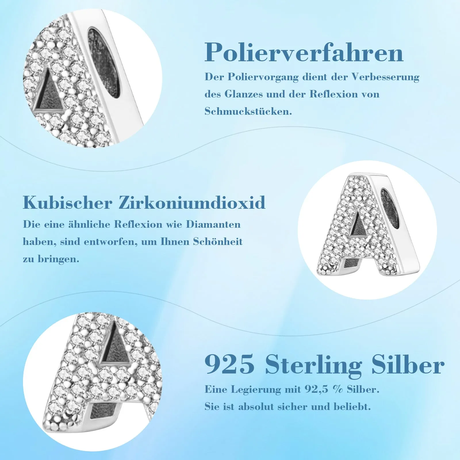 Jokmeo Charm lettera A in argento sterling 925 per donna - immagine 6