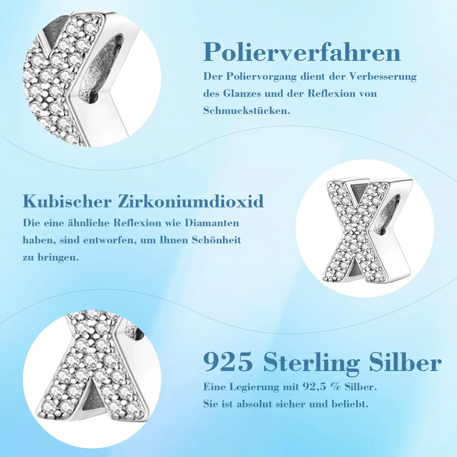 Jokmeo Charm a Lettera X in Argento Sterling 925 per Donna - immagine 6