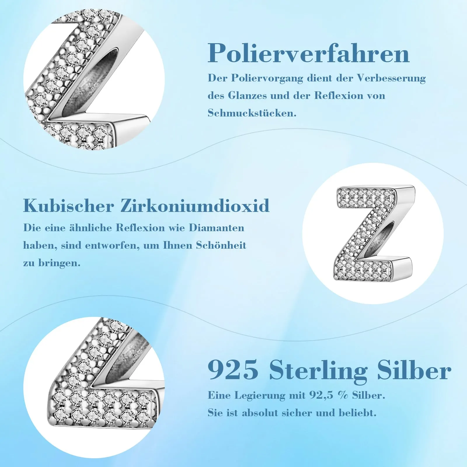 Jokmeo Charm Lettera Z in Argento Sterling 925 per Donna - immagine 6