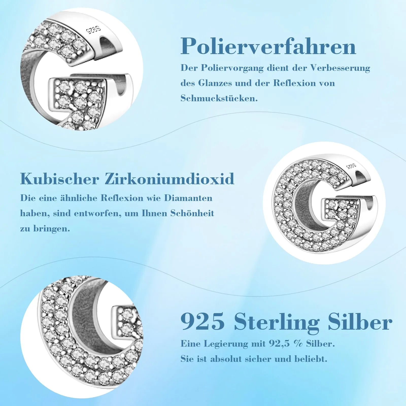 Jokmeo Charm Lettera G in Argento Sterling 925 per Donna - immagine 6