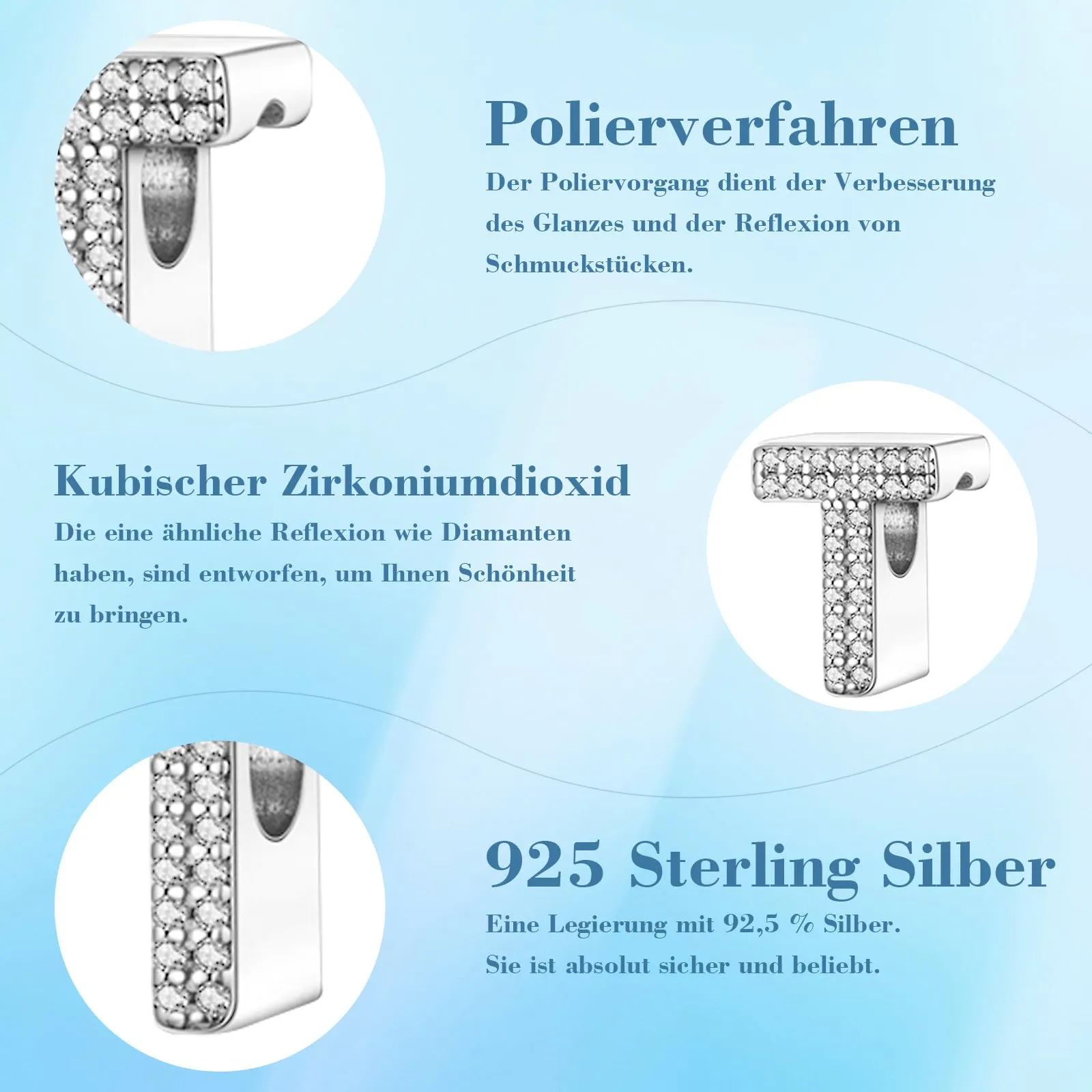 Jokmeo Charm Lettera T in Argento Sterling 925 per Donna - immagine 6
