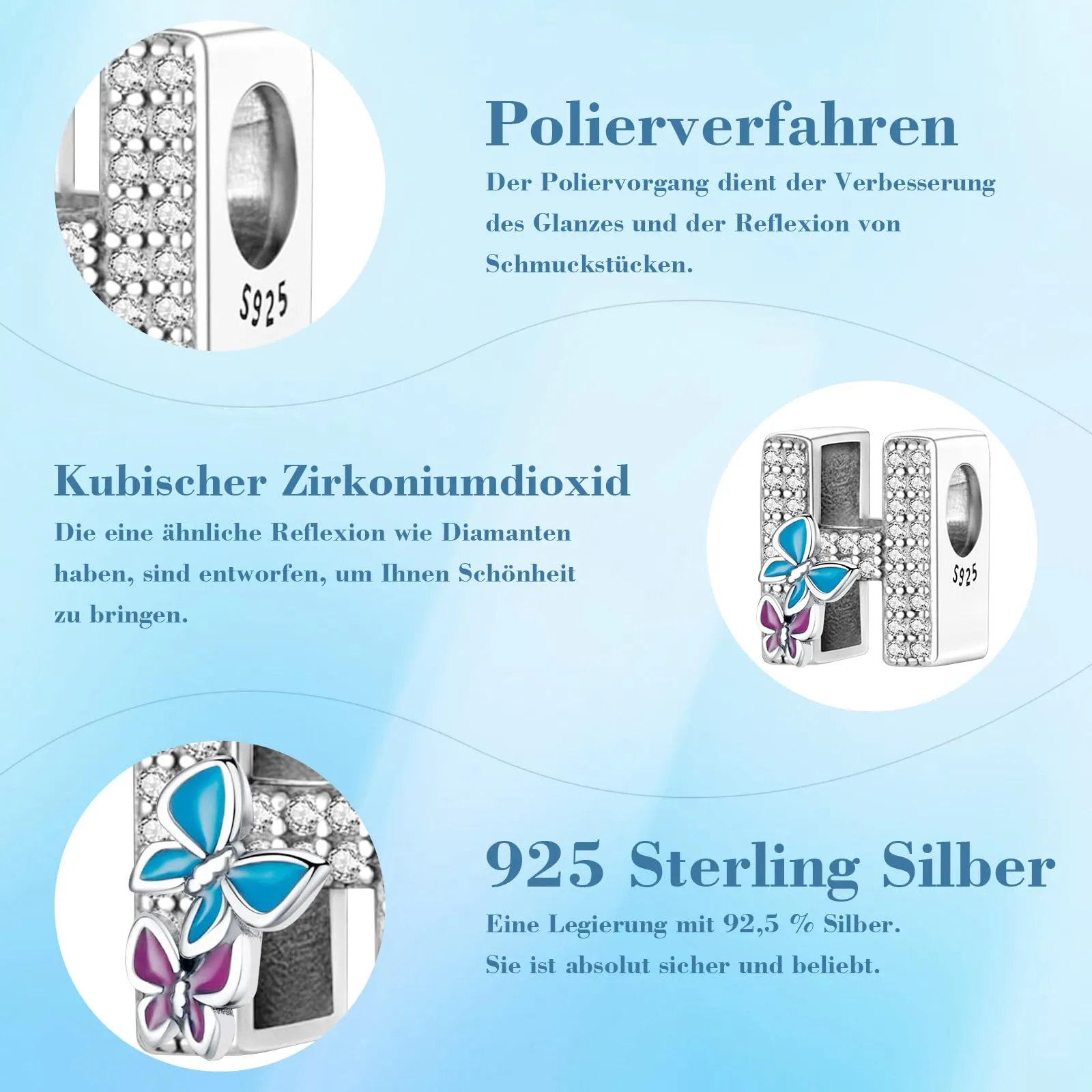 Jokmeo Charm a lettera H in argento sterling 925 con motivo a farfalla - immagine 6
