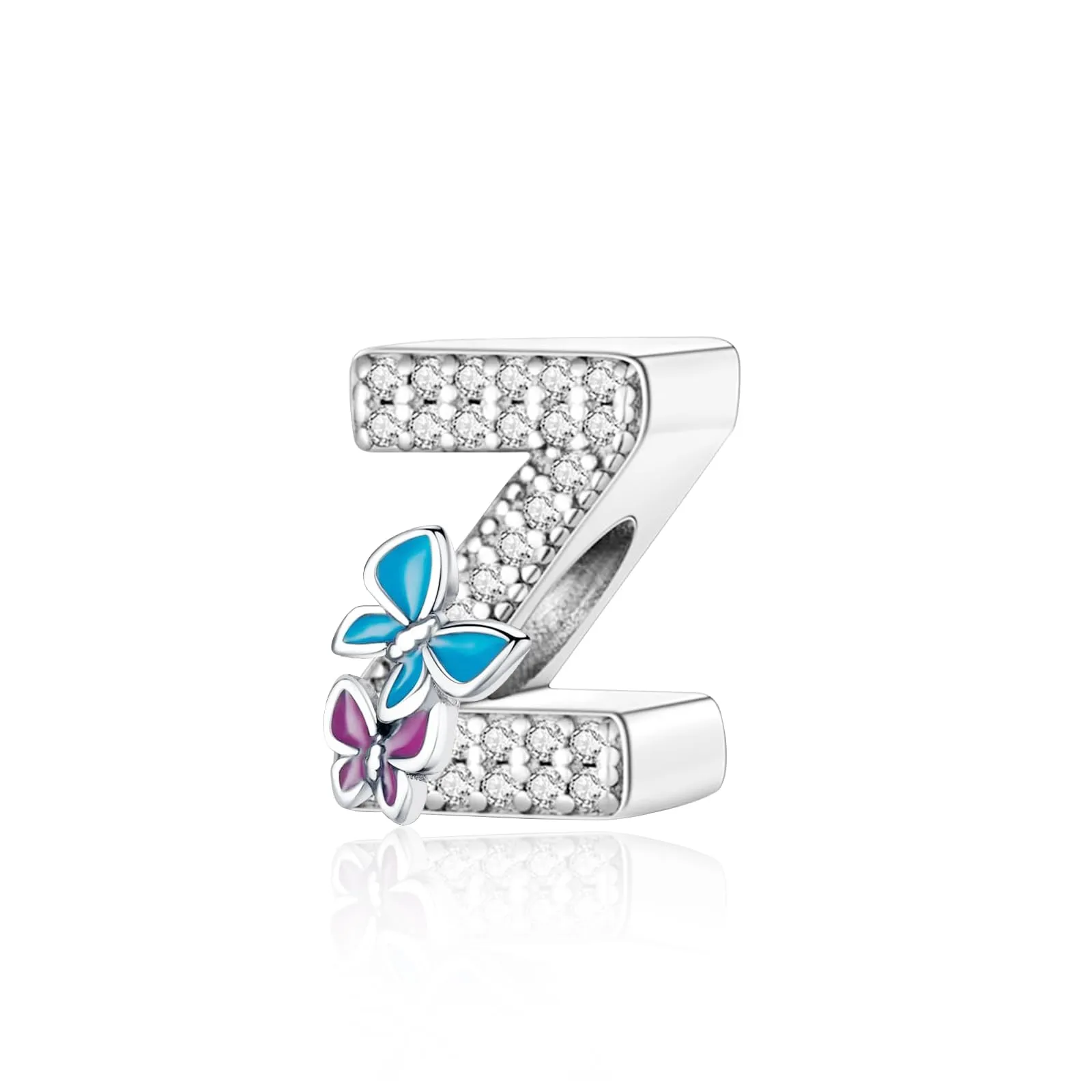 Jokmeo Charm Lettera Z in Argento Sterling 925 con Motivo a Farfalla - immagine 1