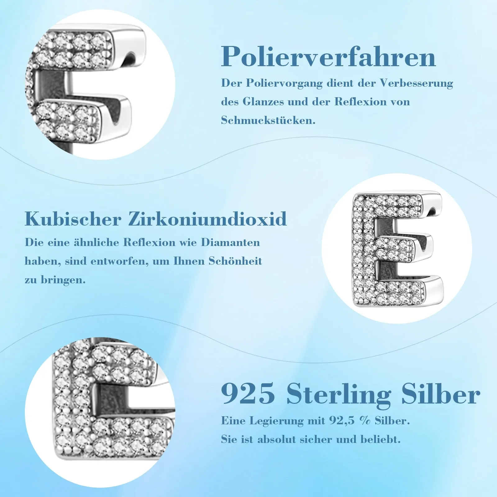 Jokmeo Charm Lettera E in Argento Sterling 925 per Donna - immagine 6