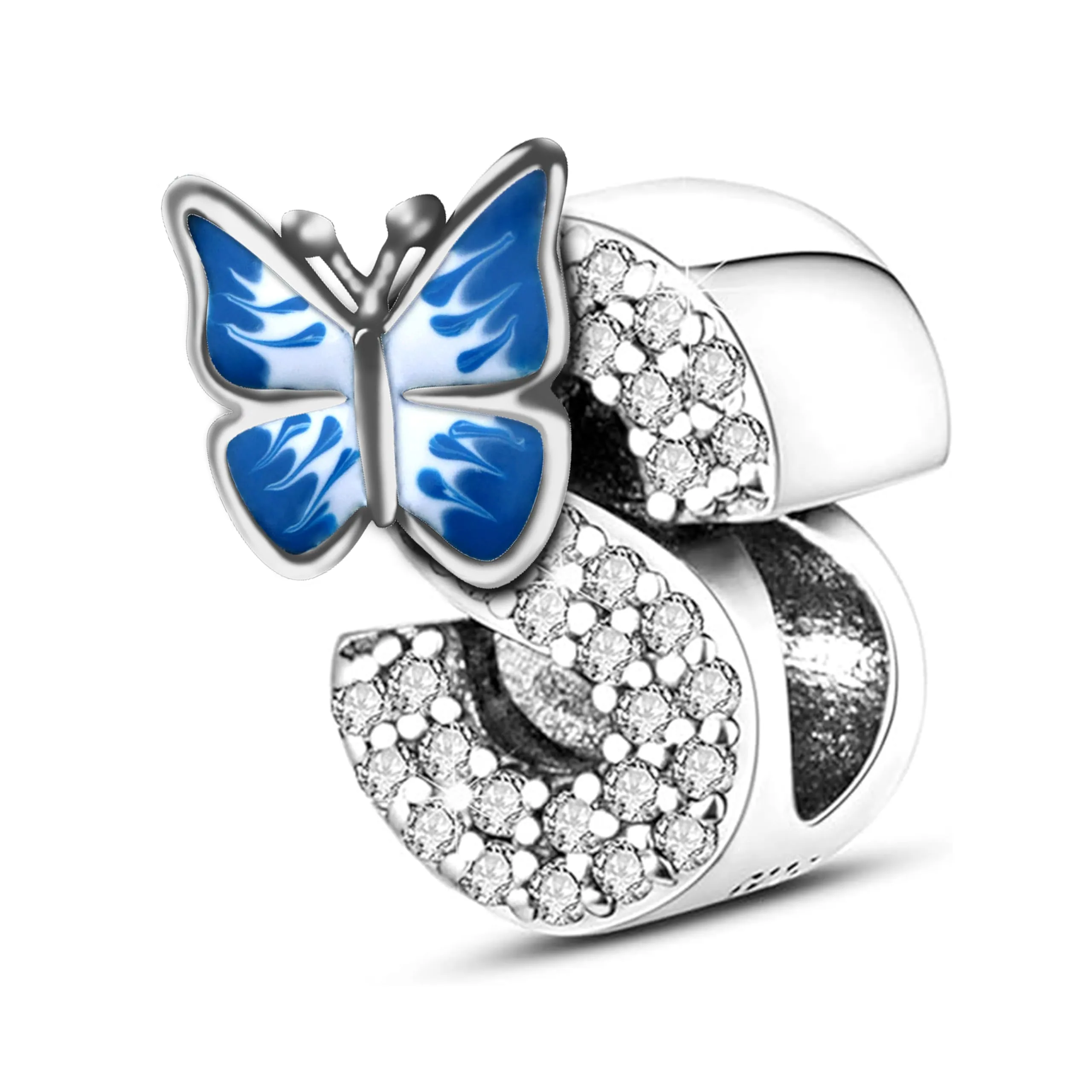 Jokmeo Charm a lettera S in argento sterling 925 con motivo a farfalla - immagine 1