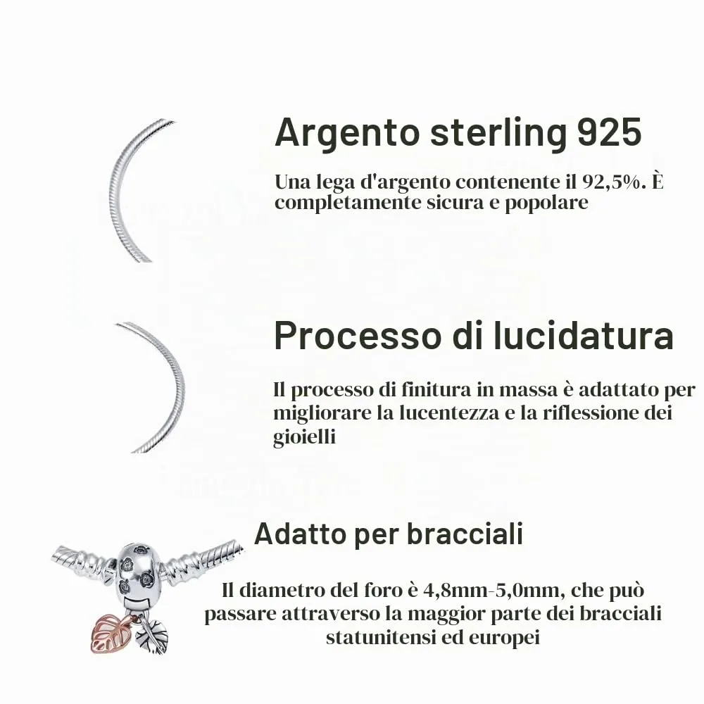 HappyStar Bracciale Donna in Argento Sterling 925 con Maglia Snake e Charm - immagine 3