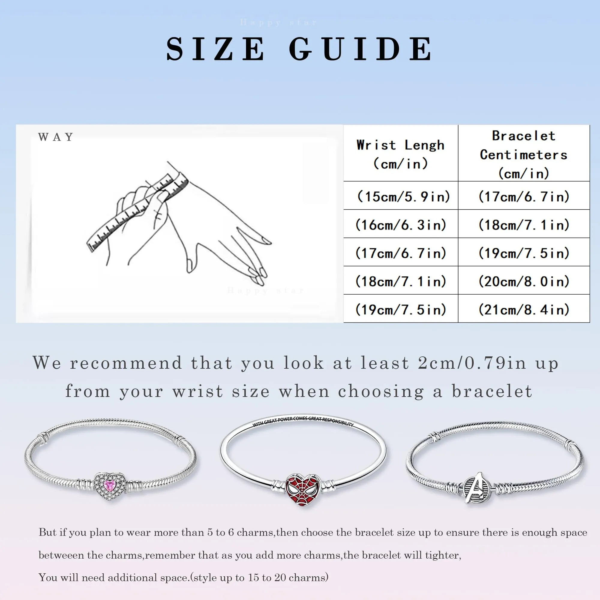 HappyStar Bracciale Donna Bead Charm in Argento Sterling 925, Maglia Snake - immagine 4