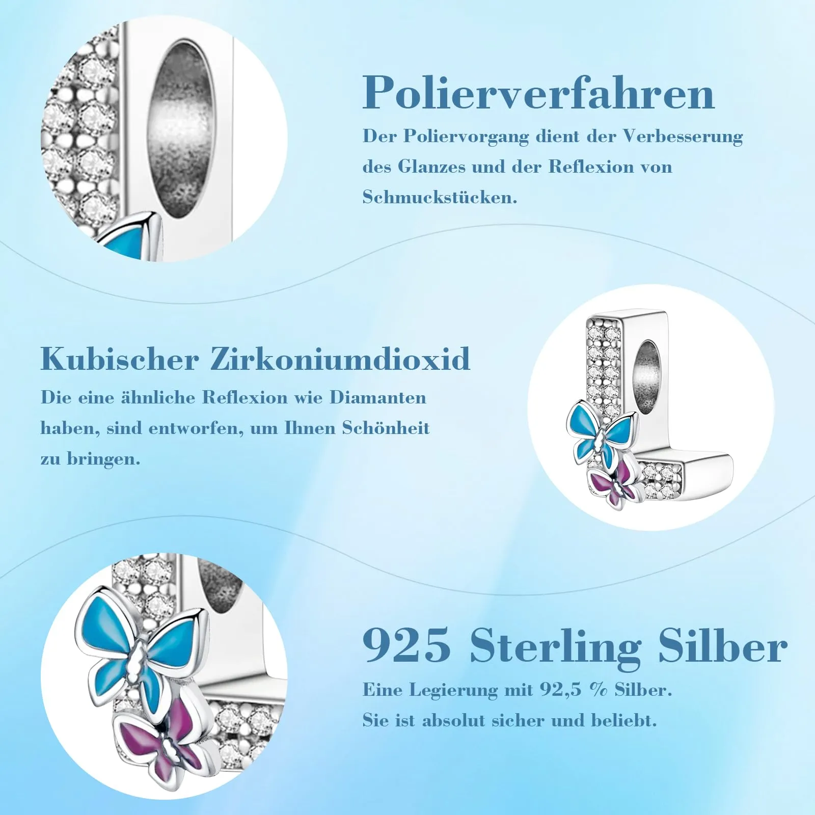 Jokmeo Charm Lettera L in Argento Sterling 925 con Motivo a Farfalla - immagine 6