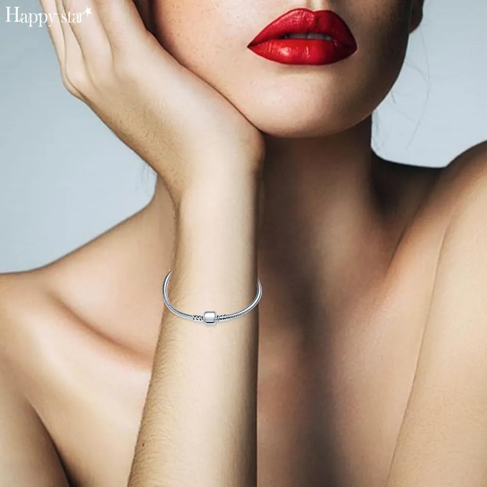 HappyStar Bracciale Donna in Argento Sterling 925 con Maglia Snake e Charms Compatibili - immagine 3