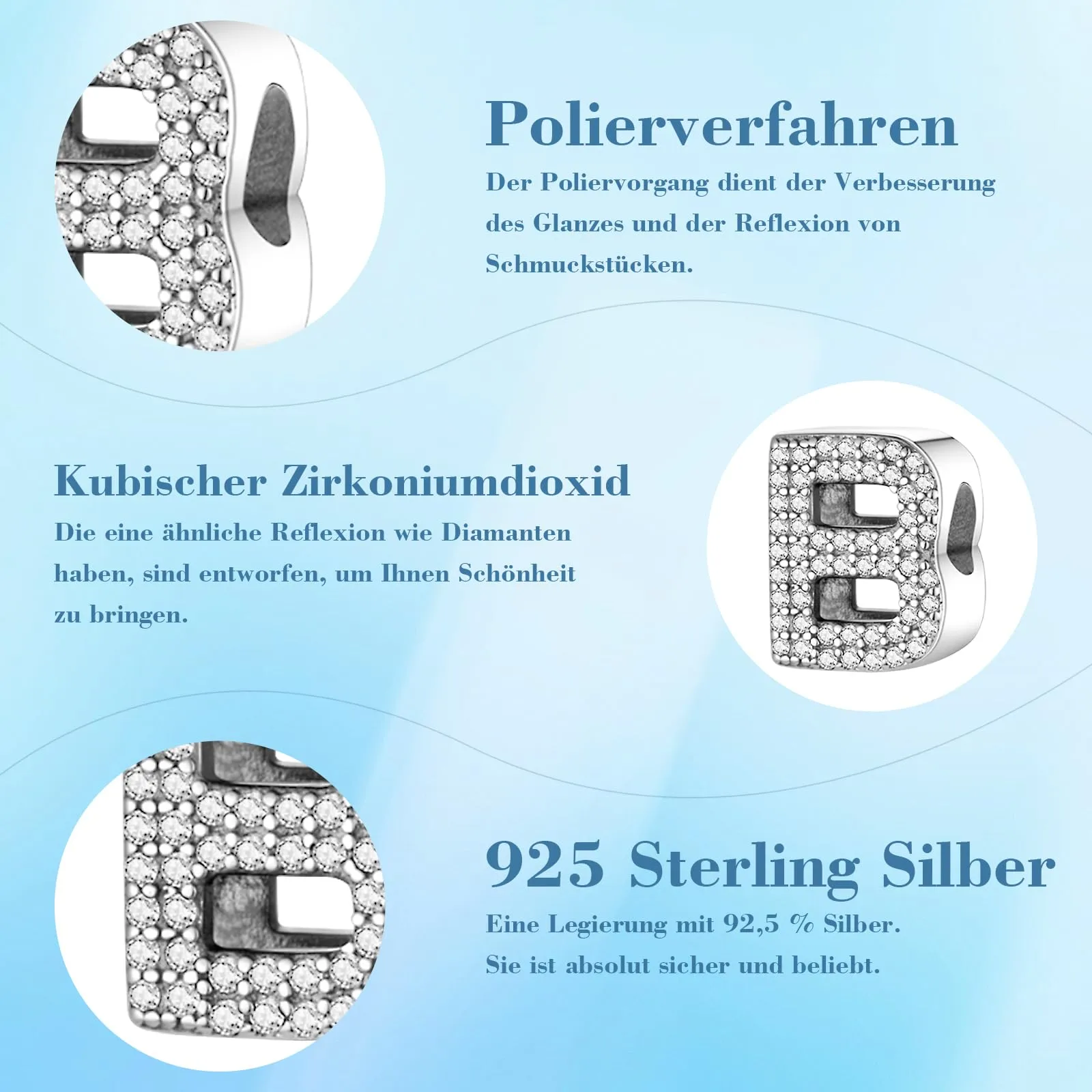 Jokmeo Charm Lettera B in Argento Sterling 925 per Donna - immagine 6