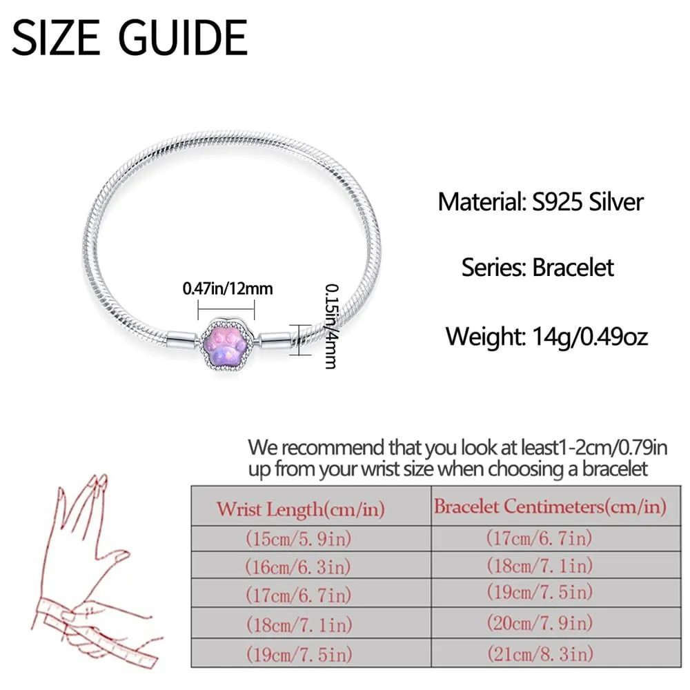 HappyStar Bracciale Donna Bead Charm in Argento Sterling 925, Maglia Snake, 17cm - immagine 4