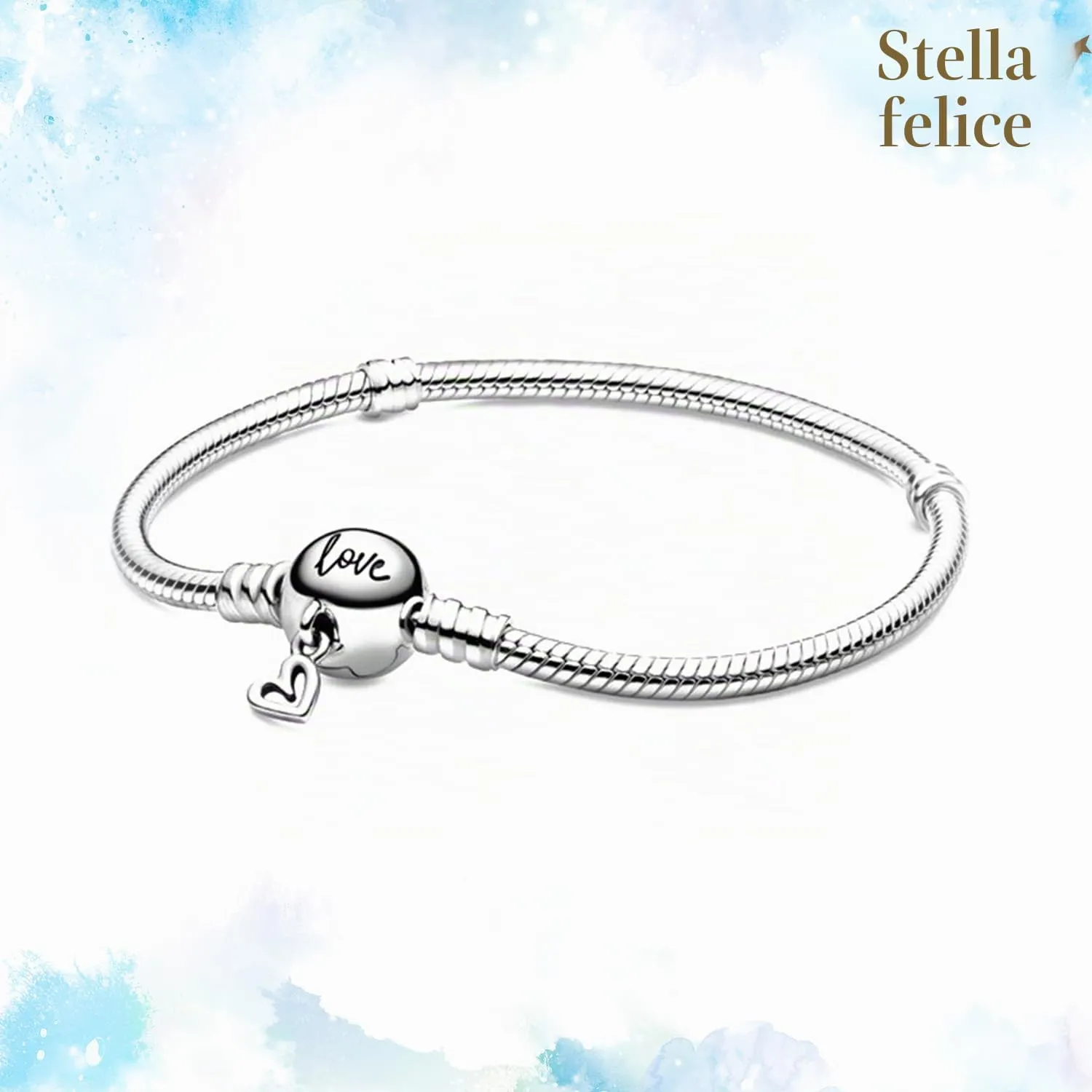 HappyStar Bracciale Donna Bead Charm in Argento Sterling 925, Maglia Snake - immagine 3