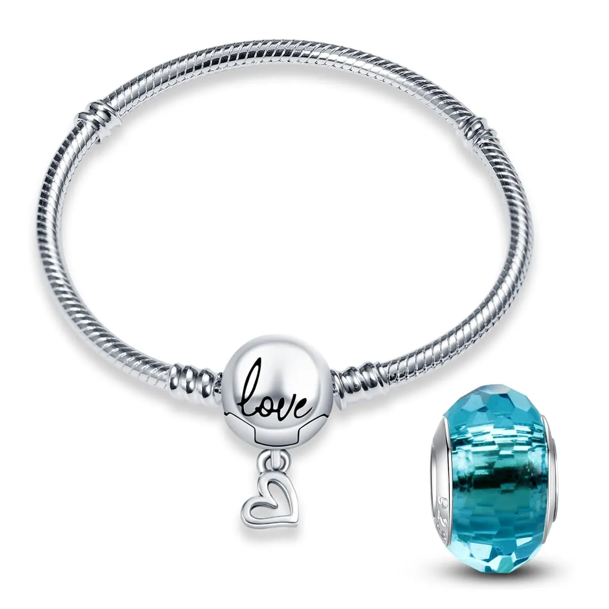 HappyStar Braccialetto a catena a serpente in argento sterling 925 compatibile con ciondoli Pandora, 17 cm - immagine 1