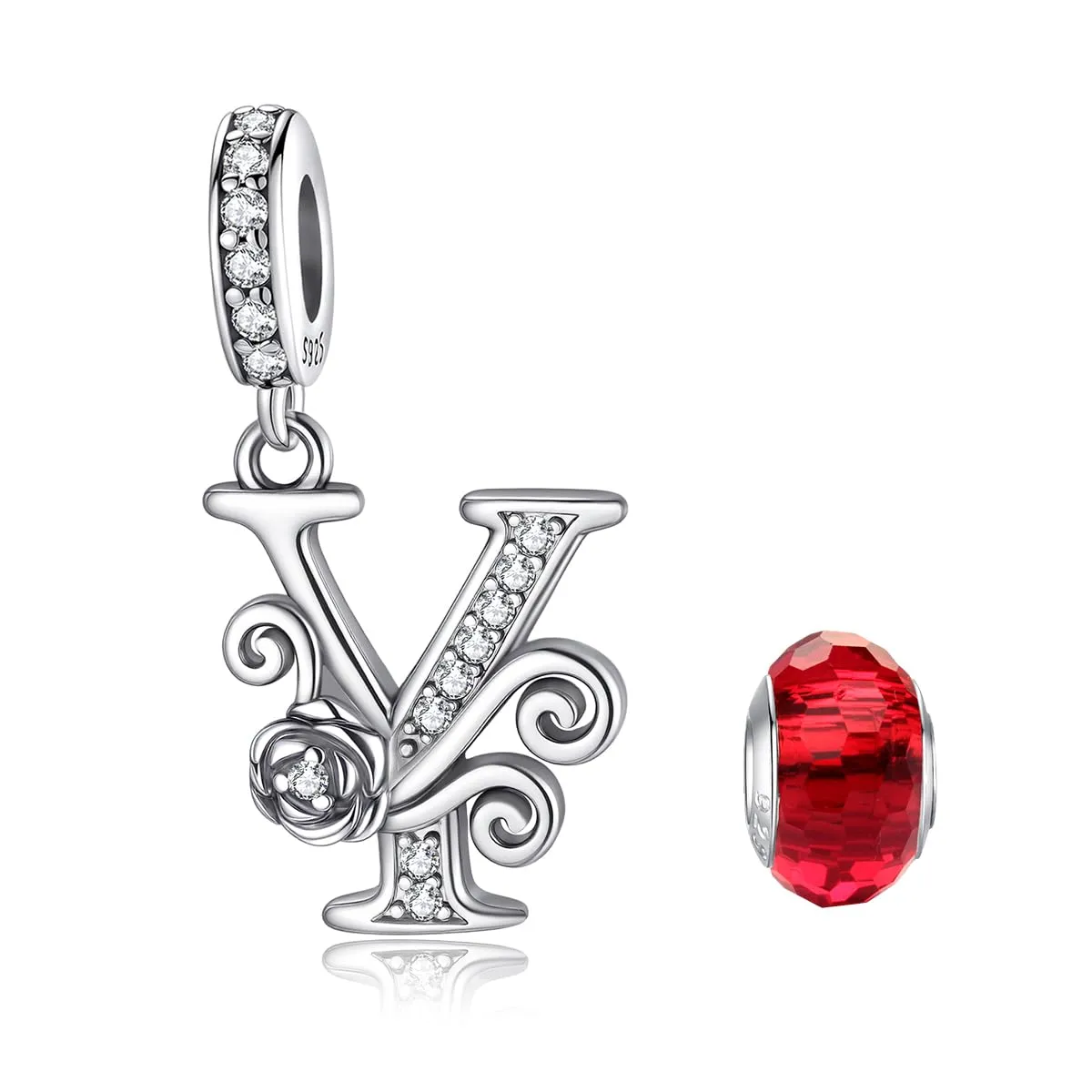 LNQOBU Ciondolo Lettera Alfabeto in Argento Sterling 925 con Zirconia 5A per Bracciale e Collana da Donna - immagine 1