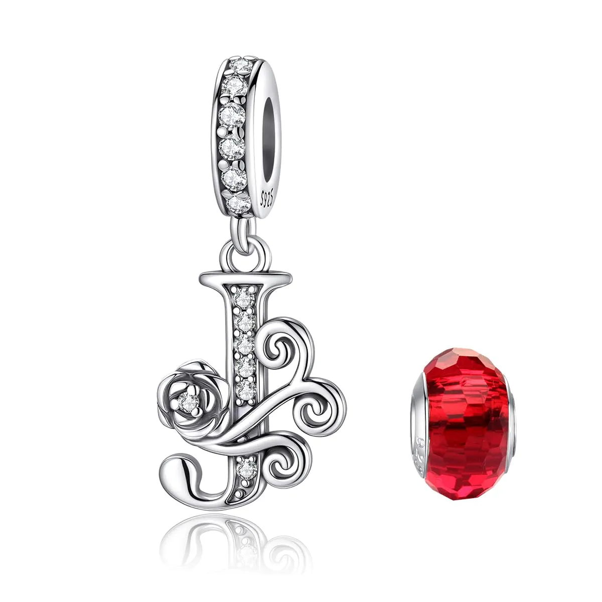 LNQOBU Ciondolo Lettera Alfabeto in Argento Sterling 925 con Zirconia 5A Compatibile con Pandora e Bracciali Europei da Donna - immagine 1