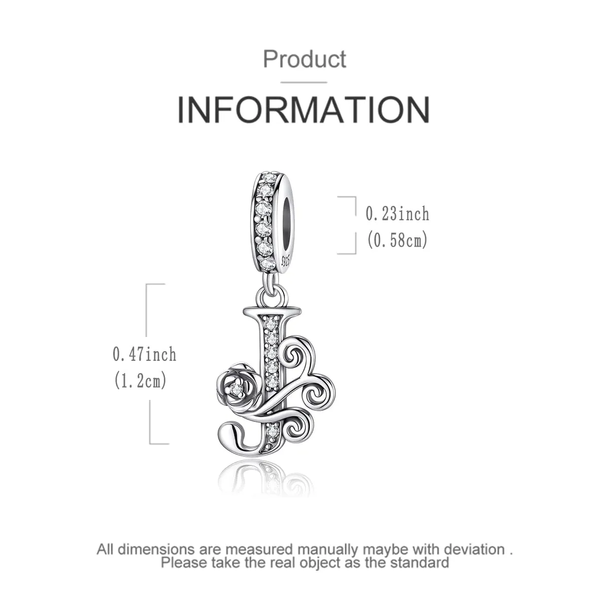 LNQOBU Ciondolo Lettera Alfabeto in Argento Sterling 925 con Zirconia 5A Compatibile con Pandora e Bracciali Europei da Donna - immagine 5