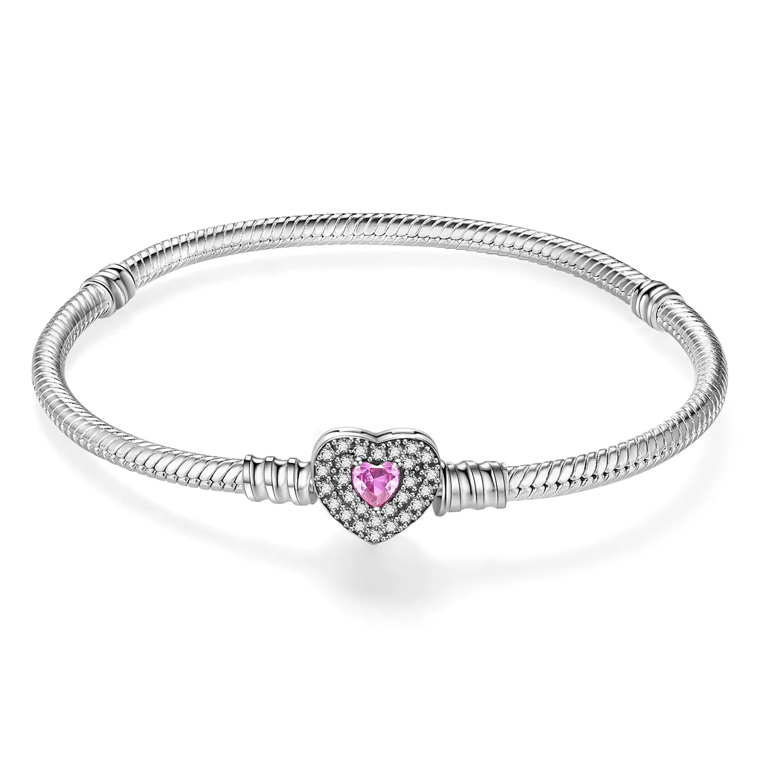 Bracciale HappyStar in Argento Sterling 925 con Catena a Serpente e Chiusura a Testa di Topolino, Compatibile con Ciondoli Pandora - immagine 1