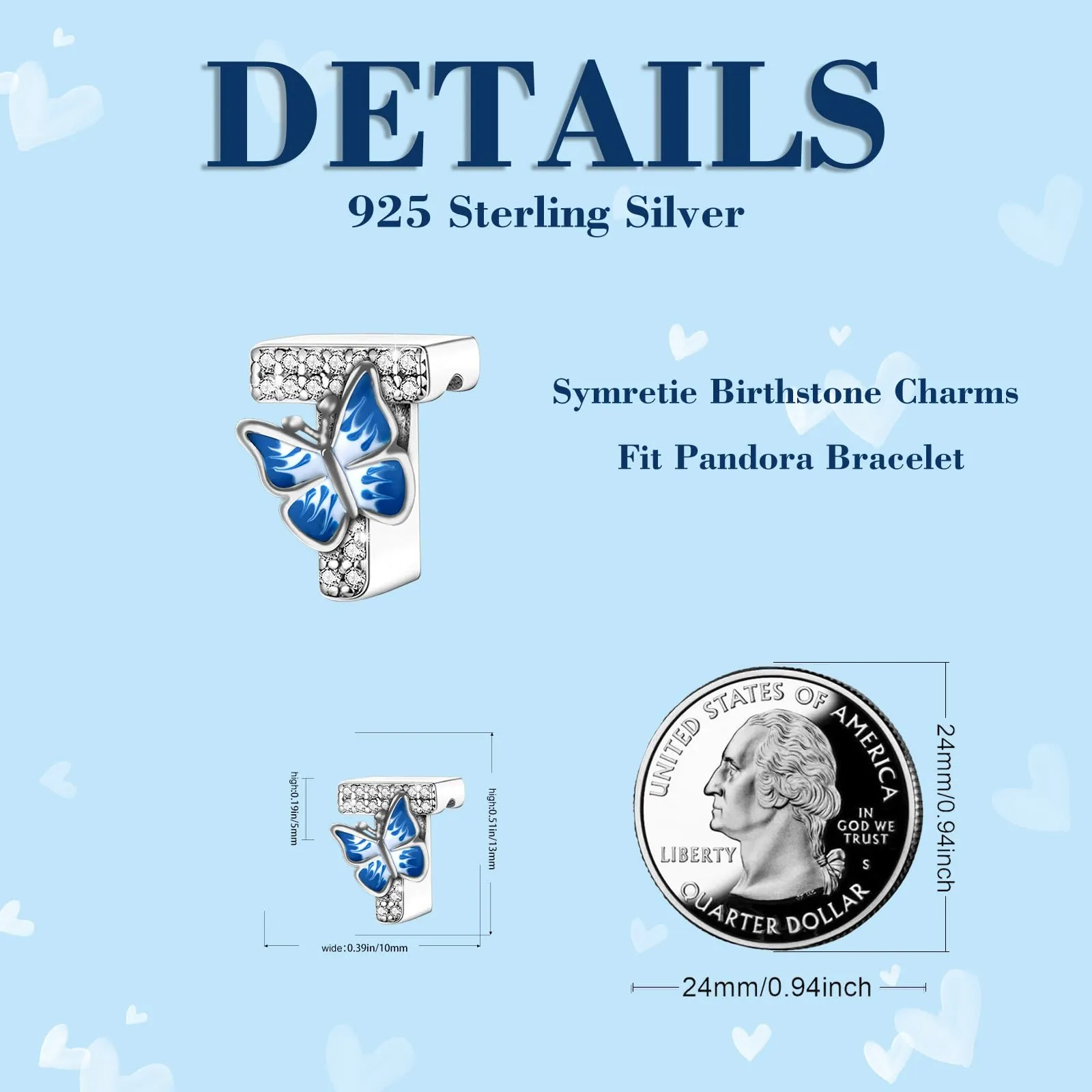 Jokmeo Charm Lettera T in Argento Sterling 925 con Motivo a Farfalla - immagine 5