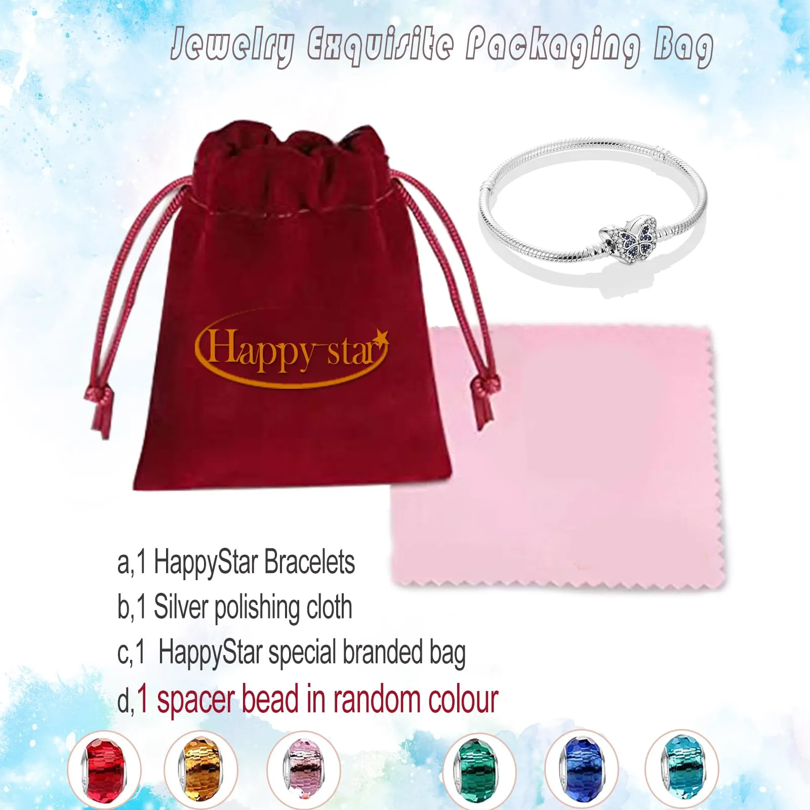 HappyStar Bracciale Donna in Argento Sterling 925 con Bead Charm - immagine 6