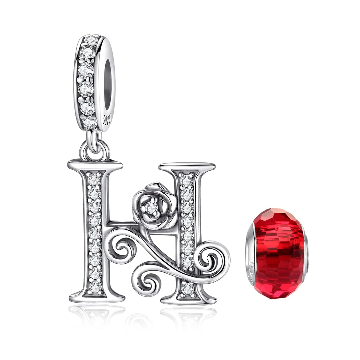 LNQOBU Ciondolo Lettera Alfabeto in Argento Sterling 925 con Zirconia 5A Compatibile con Pandora e Bracciali Europei da Donna - immagine 1