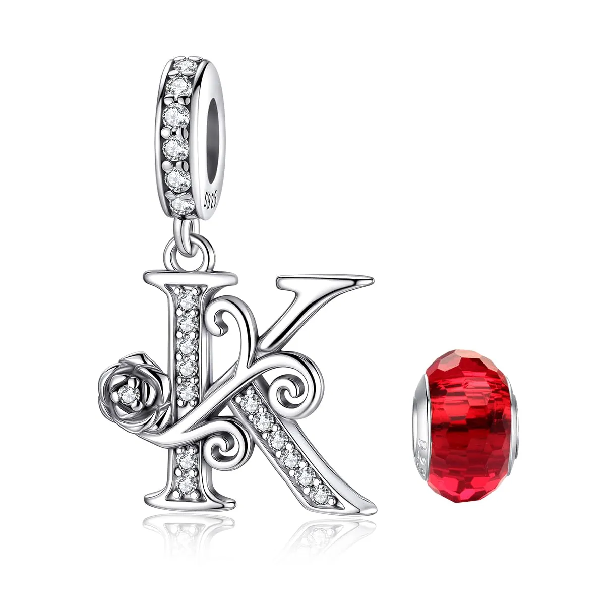 LNQOBU Ciondolo Lettera Alfabeto in Argento Sterling 925 con Zirconia 5A Compatibile con Pandora e Bracciali Europei da Donna - immagine 1