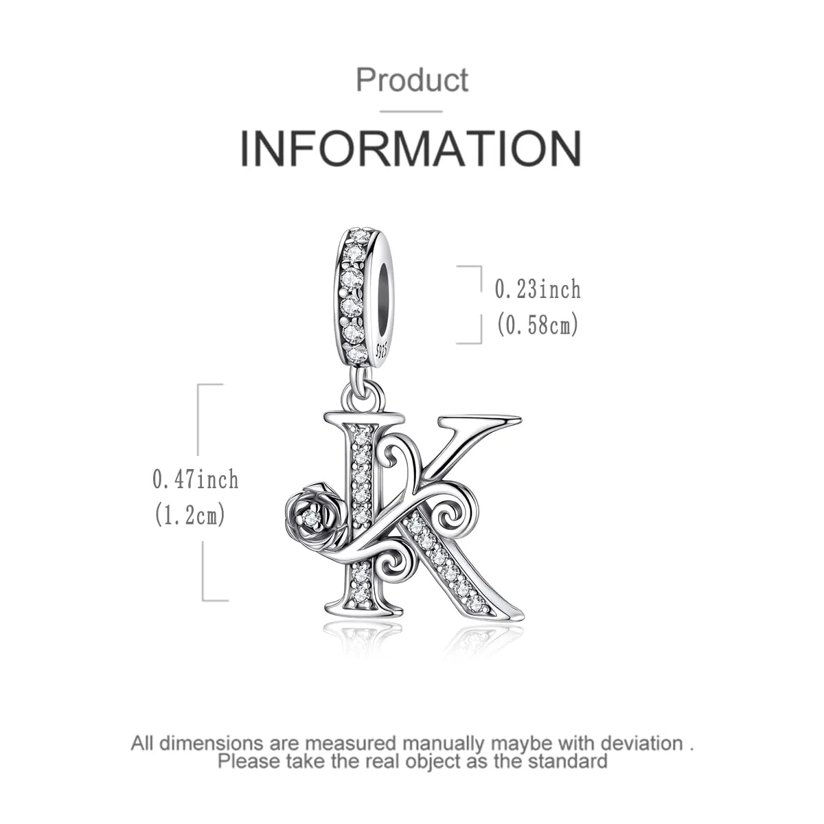 LNQOBU Ciondolo Lettera Alfabeto in Argento Sterling 925 con Zirconia 5A Compatibile con Pandora e Bracciali Europei da Donna - immagine 5