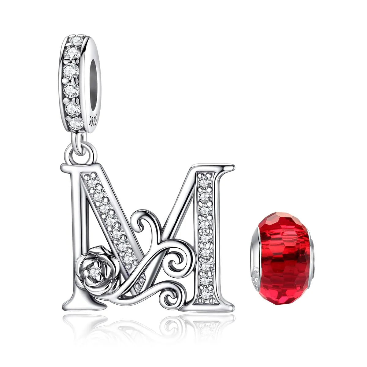 LNQOBU Ciondolo Lettera Alfabeto in Argento Sterling 925 con Zirconia 5A Compatibile con Pandora e Bracciali Europei da Donna - immagine 1