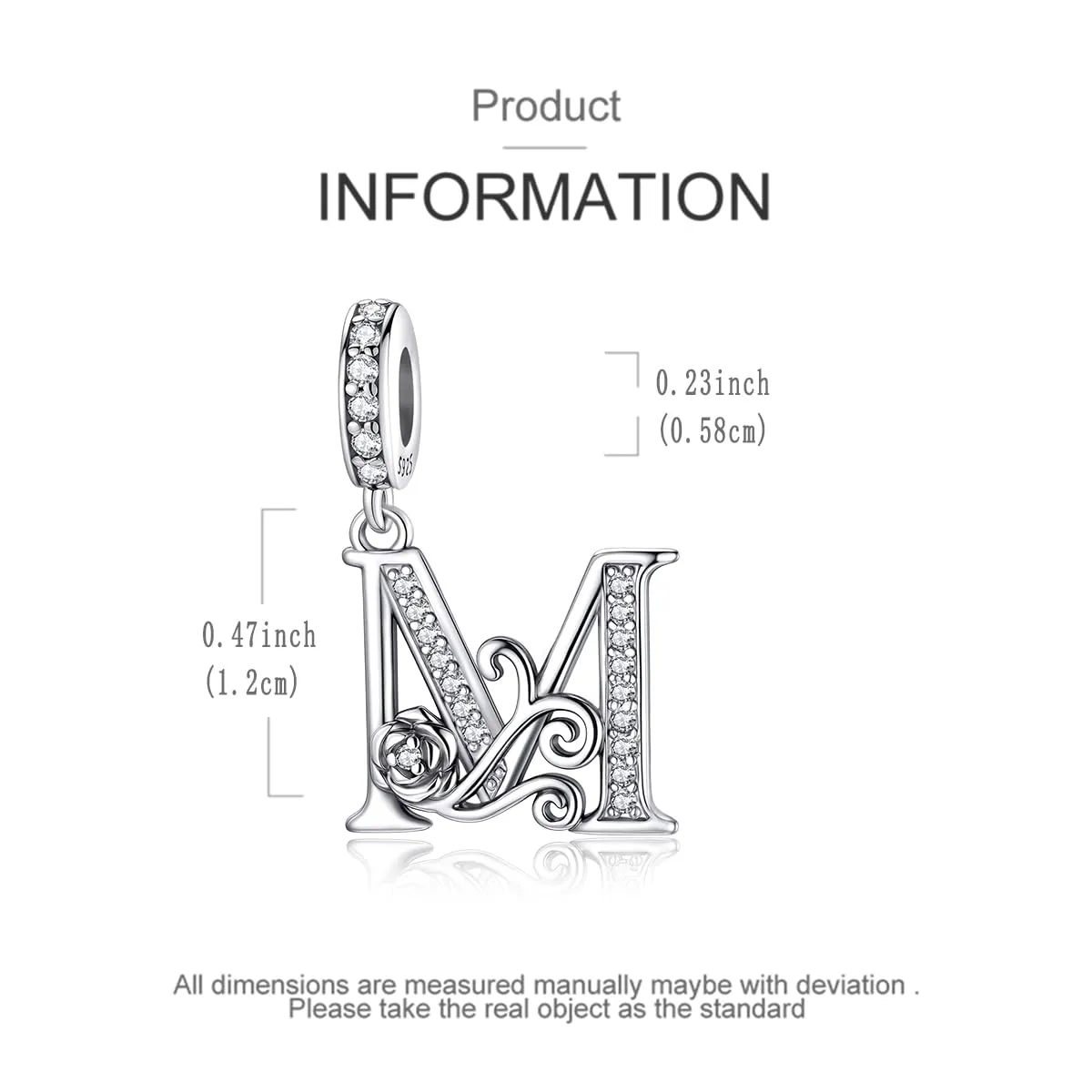 LNQOBU Ciondolo Lettera Alfabeto in Argento Sterling 925 con Zirconia 5A Compatibile con Pandora e Bracciali Europei da Donna - immagine 5