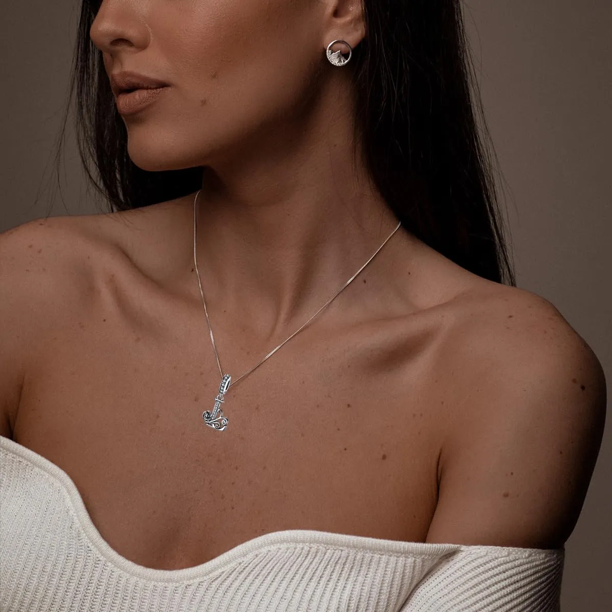 LNQOBU Ciondolo Lettera Alfabeto in Argento Sterling 925 con Zirconia 5A Compatibile con Pandora e Bracciali Europei da Donna - immagine 3