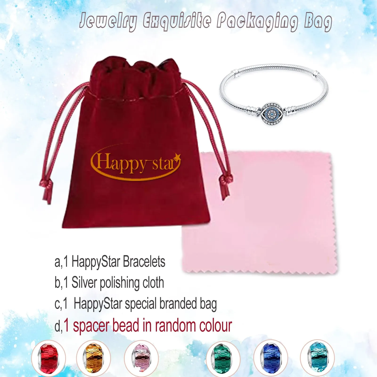 HappyStar Bracciale Donna in Argento Sterling 925 con Bead Charm - immagine 5