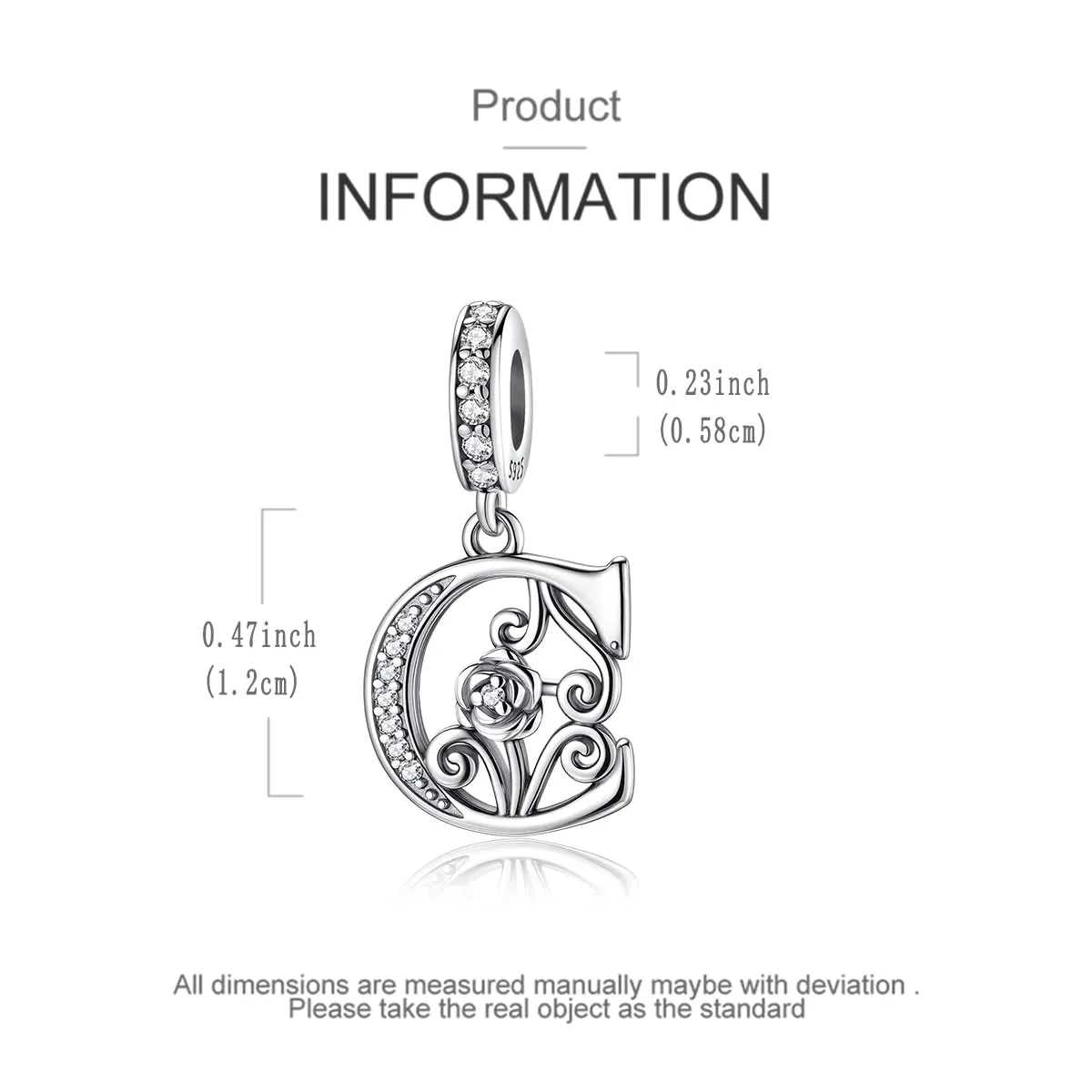 LNQOBU Ciondolo Lettera Alfabeto in Argento Sterling 925 con Zirconia 5A Compatibile con Pandora e Bracciali Europei da Donna - immagine 5