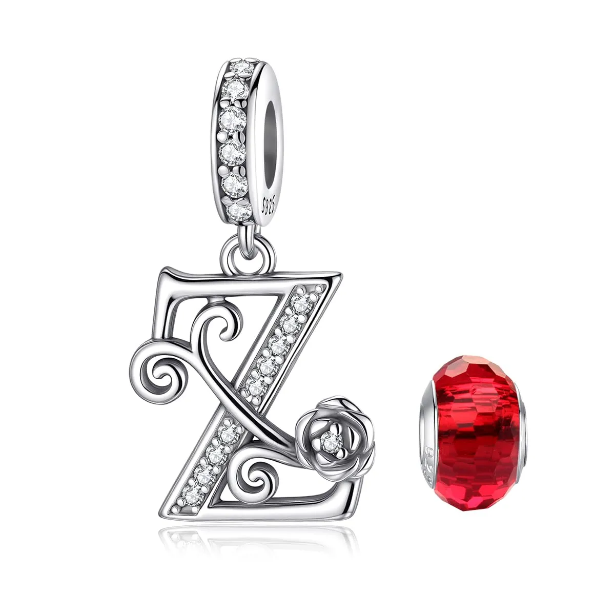 LNQOBU Ciondolo Lettera Alfabeto in Argento Sterling 925 con Zirconia 5A Compatibile con Pandora e Bracciali Europei da Donna - immagine 1